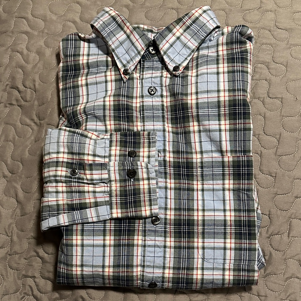GAP Men's Casual Plaid Shirt - Black, Gray, White